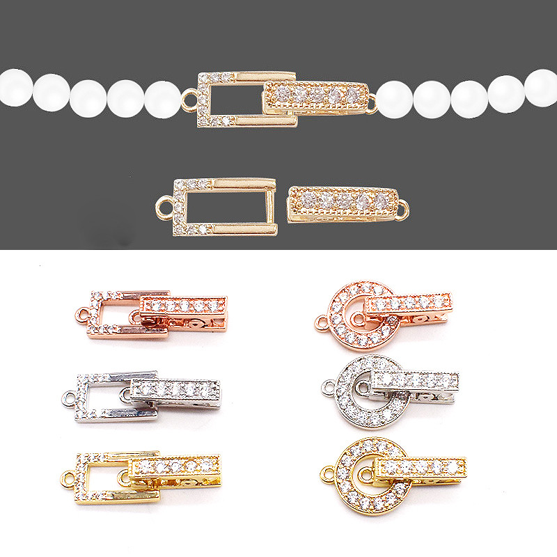 Colar de pérolas banhado a prata, fivela de pulseira, faça você mesmo, fivela de peito único, colar de pérolas, fivela d