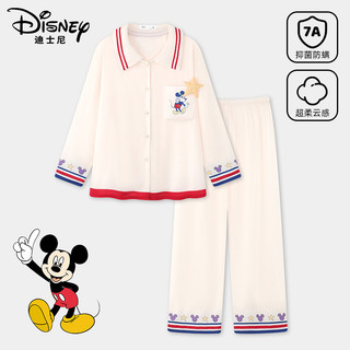 Yi Soft [Tipo legal] Pijama feminino Disney Mickey lapela Casual seda gelada fofo pode usar roupas de casa externas