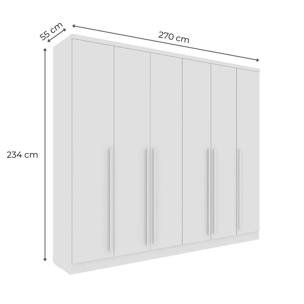 Guarda-Roupa Casal 6 Portas 8 Gavetas e Puxador MDF Yescasa Branco Neve Portugal Neve · foto 2