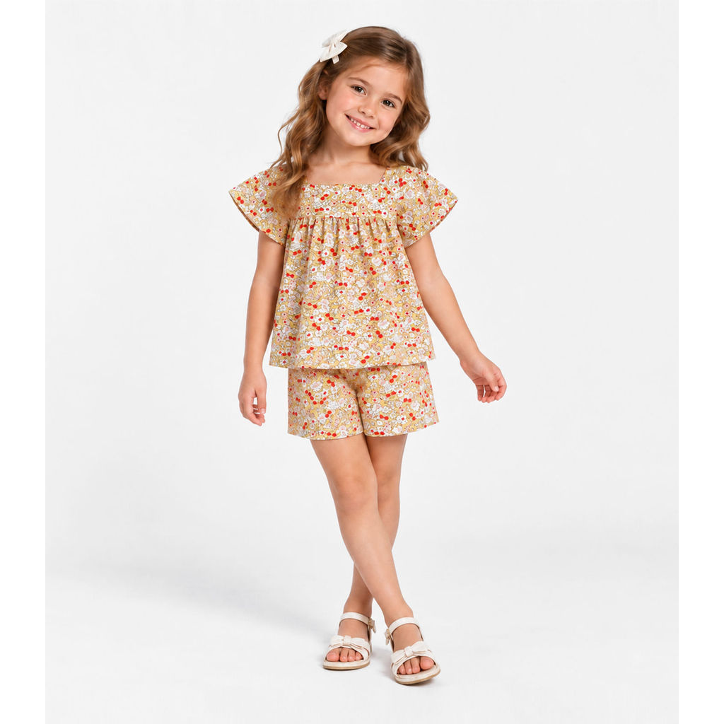 Conjunto Blusa Com Shorts Infantil Select Amarelo — imagem 2 de 2