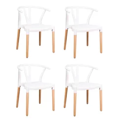 Conjunto 4 Cadeiras Polipropileno Wishbone Yescasa Branco Branco