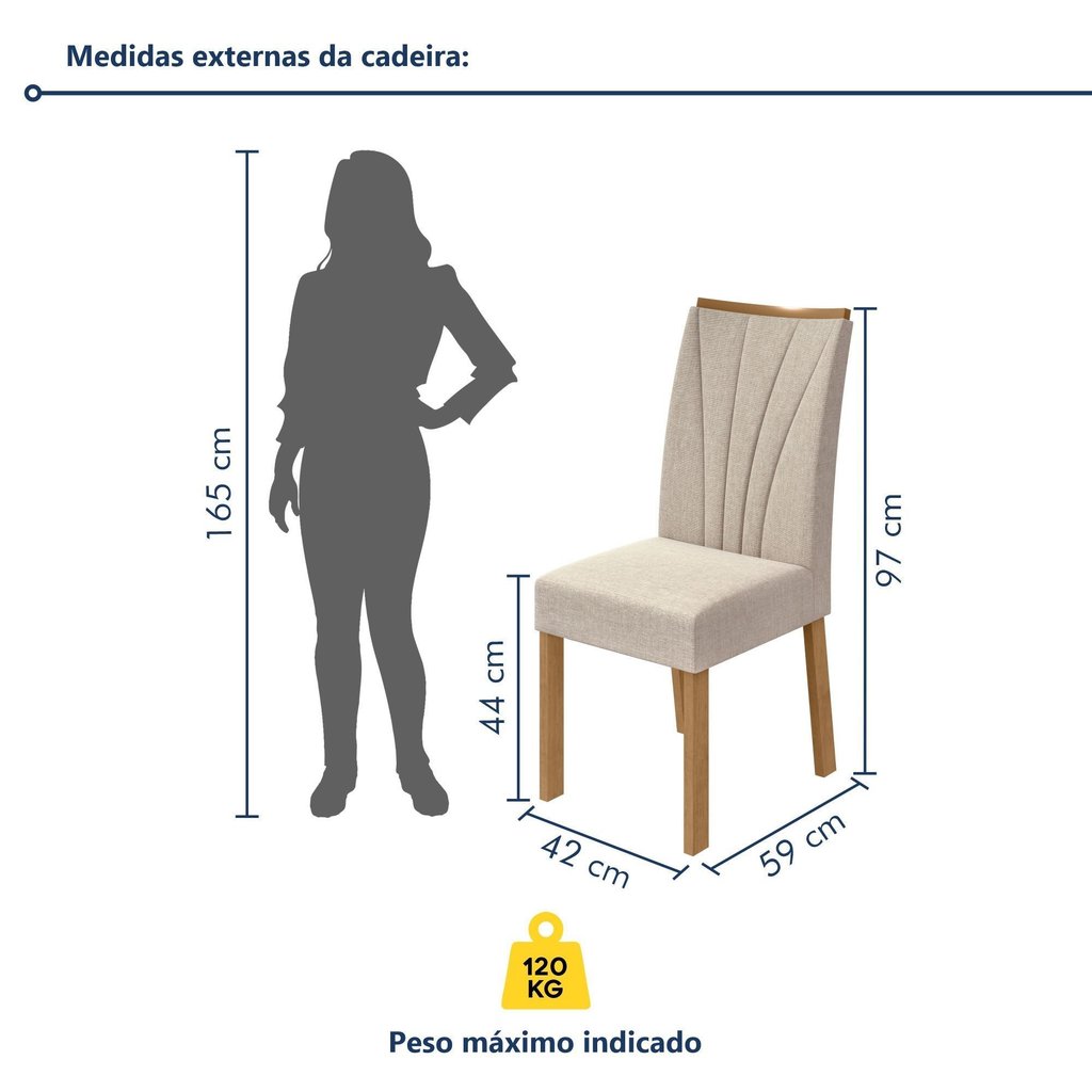 Kit 6 Cadeiras de Jantar Estofadas Apogeu Amêndoa Clean/Linho Rinzai Bege Amêndoa Clean/Linho Rinzai Bege · foto 2