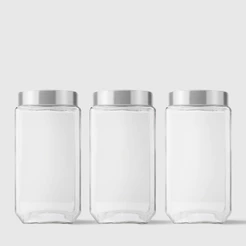 Kit com 3 Potes Quadrados Collection 2,2L Inox Escovado Invicta