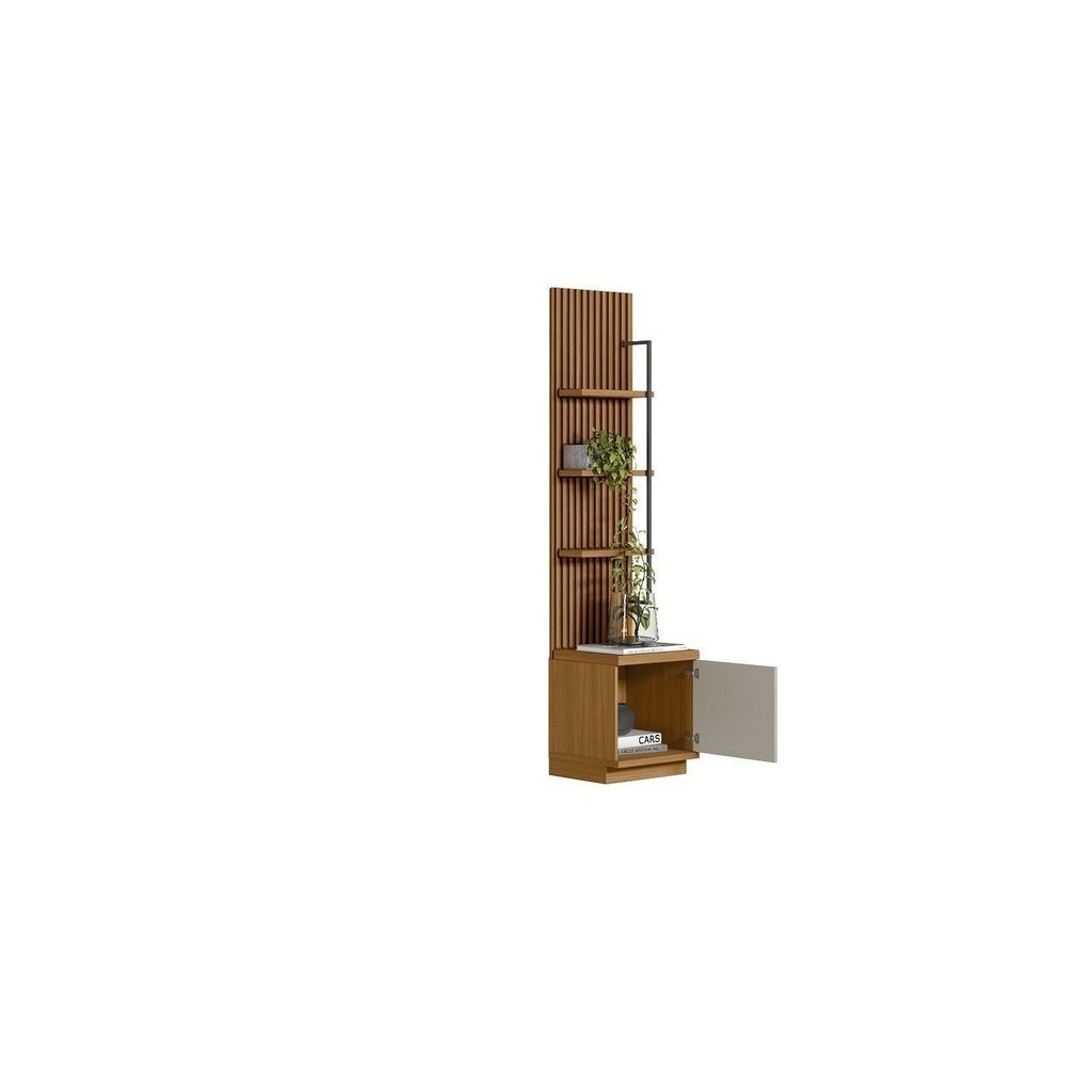 Rack com Painel MDF 44CMX198CM Módulo Lateral 1 Porta 3 Prateleiras Ouro Preto Marrom · foto 2