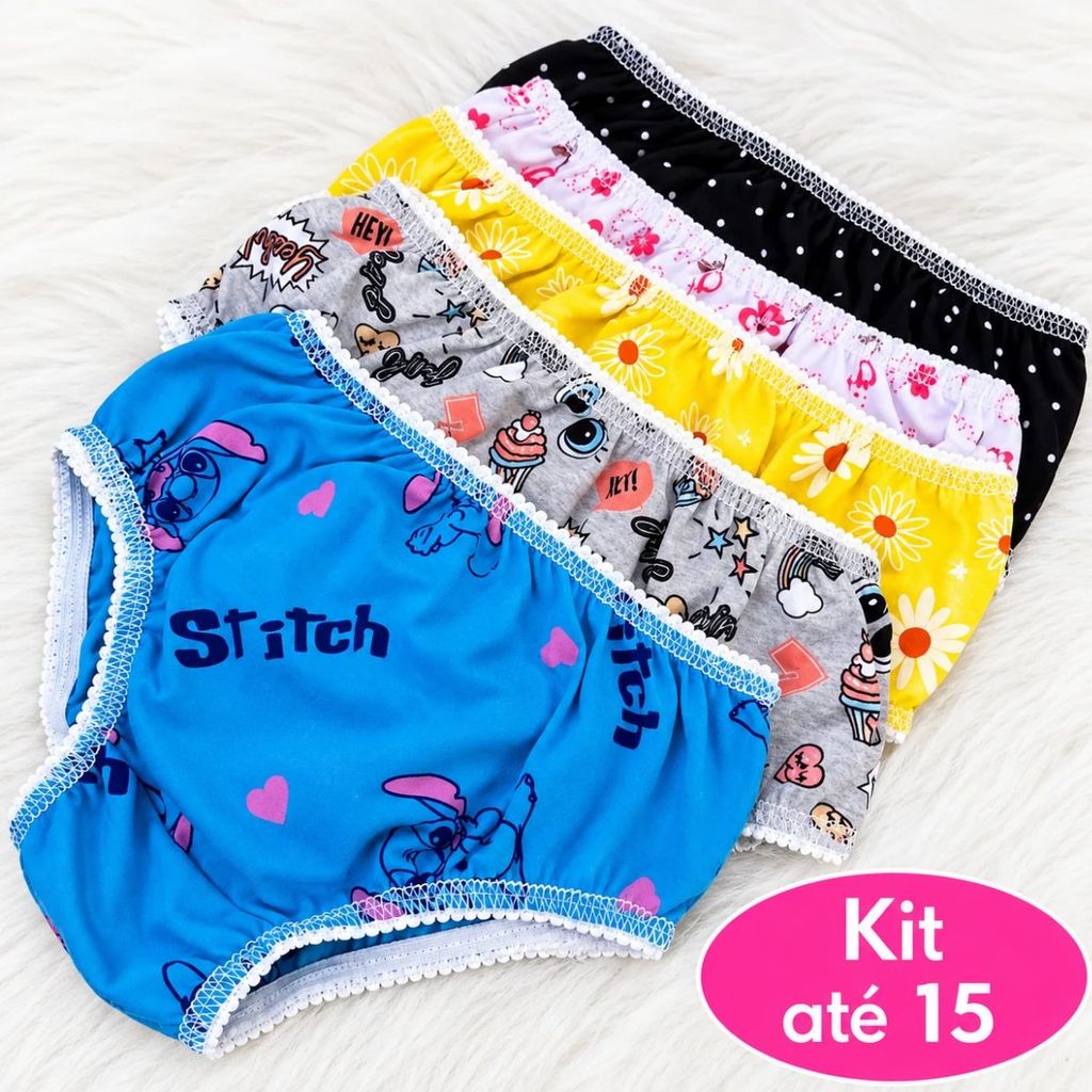 Kit Calcinha Infantil Feminina Dia a Dia Muito Confortável - Valentina