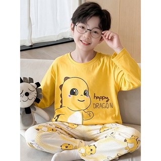pijama infantil menino pijama infantil Pijama de menino de verão menino de algodão puro primavera-outono de mangas compr