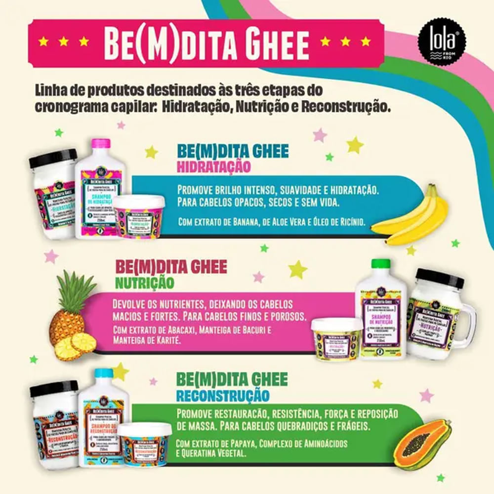 Kit Lola Cronograma Capilar Be(M)dita Ghee 350g - 3 Unidades — imagem 2 de 2