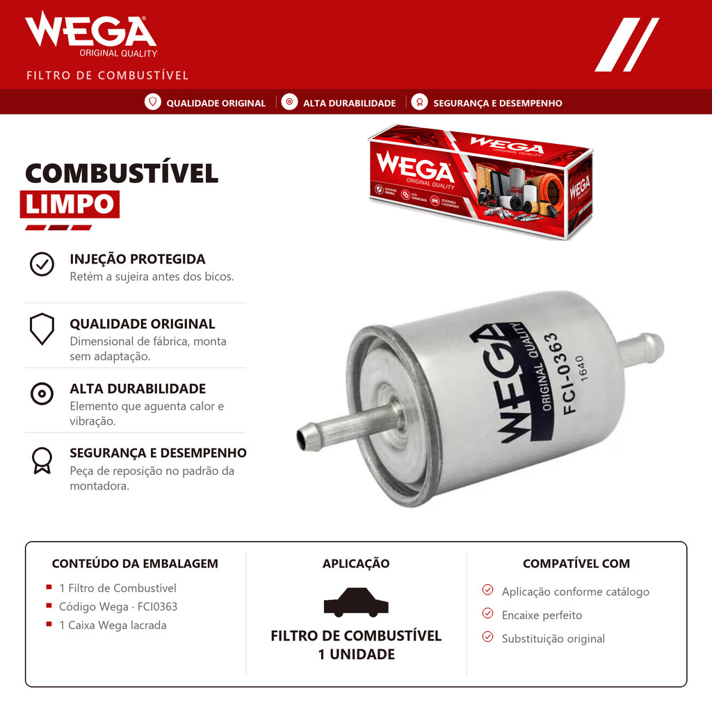 Filtro Combustível Chevrolet Blazer 1995 até 1996 Wega