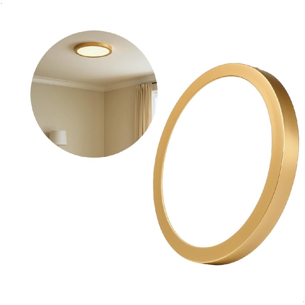 Luminária Painel Sobrepor Redonda Branco Frio 6500k Dourada em Oferta na Shopee