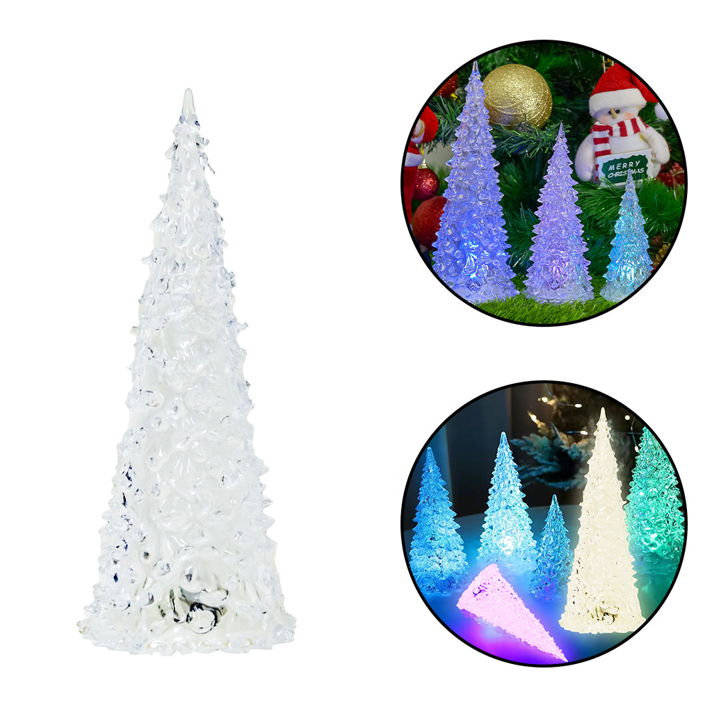 Mini Árvore LED Natal Acrílico 12cm Ilumina e Muda Cor