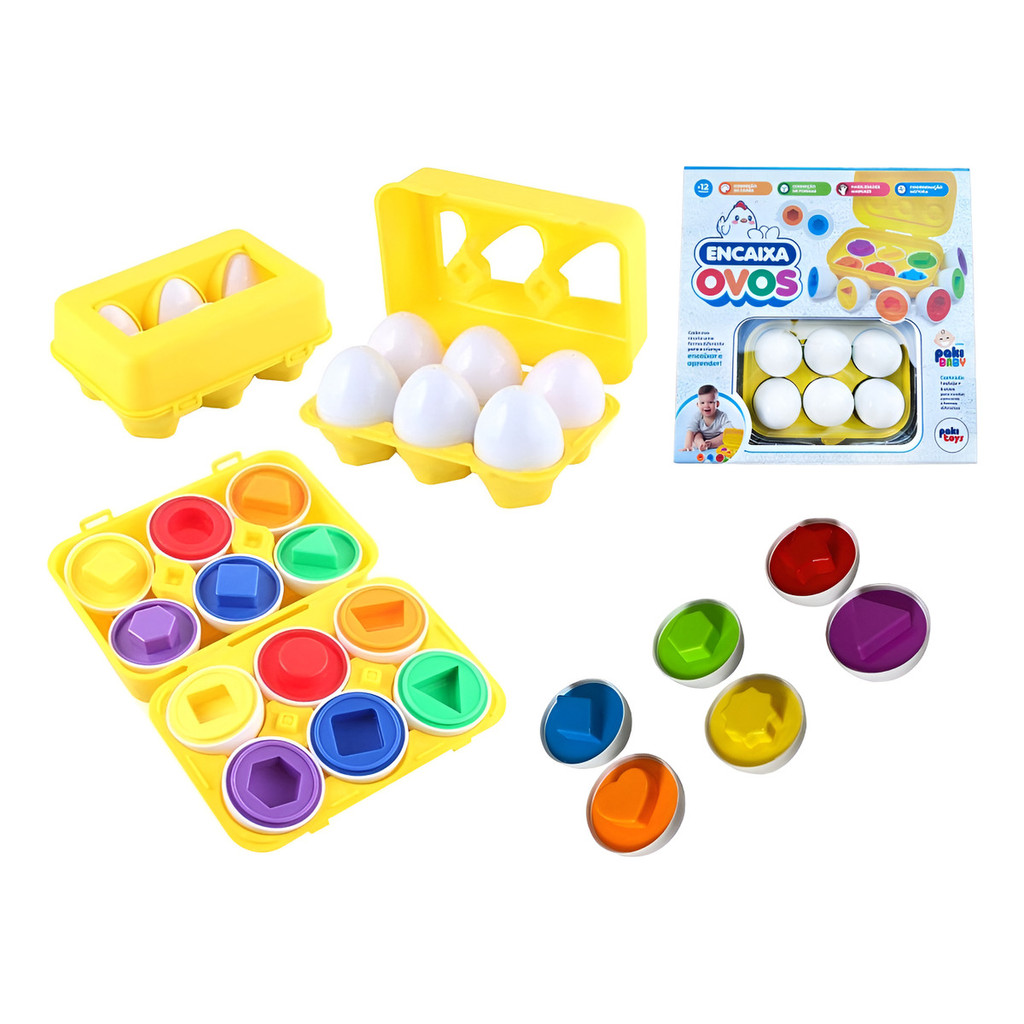 Brinquedo Educativo Ovos De Encaixar Infantil Geométricas