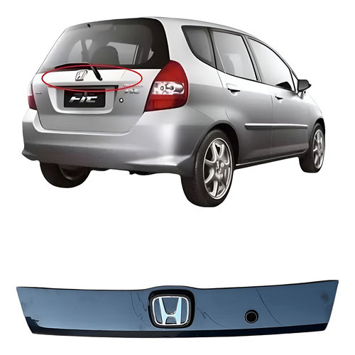 Friso Tampa Traseira Honda Fit 04/08 Original Completa Preto Liso