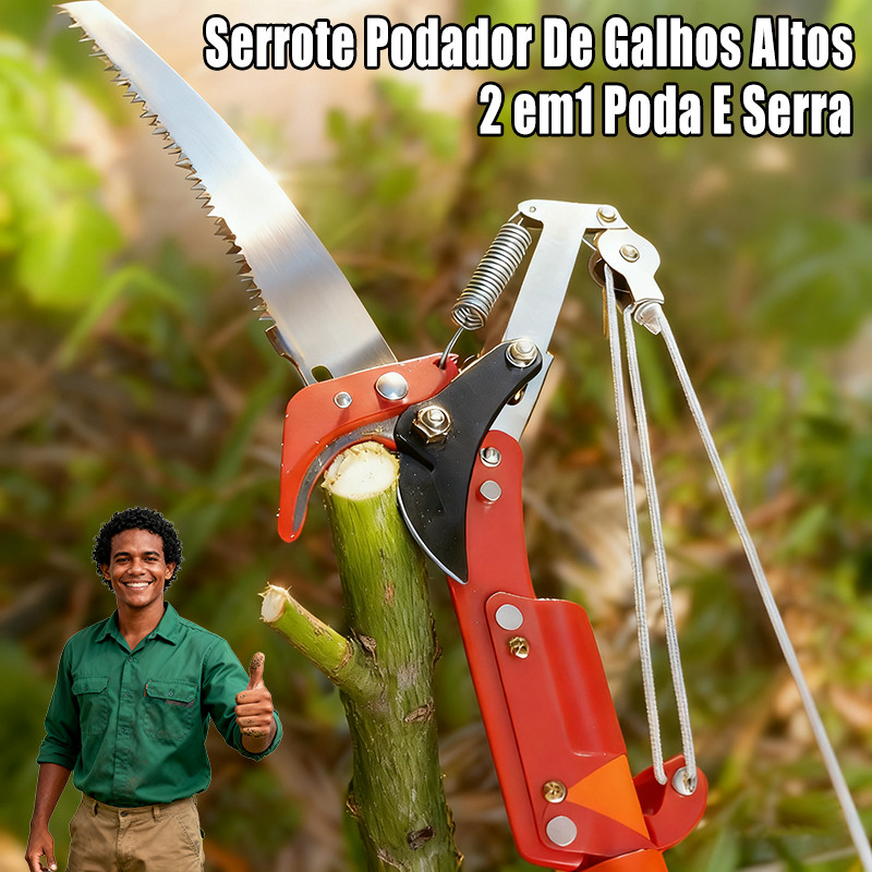 Serrote Podador De Galhos Altos Tesoura 2 Em 1 Serra E Poda Com Serrote Super Forte e Resistente