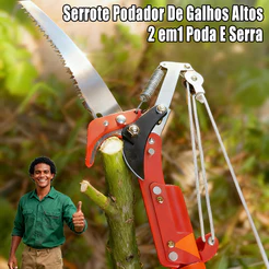 Serrote Podador De Galhos Altos Tesoura 2 Em 1 Serra E Poda Com Serrote Super Forte e Resistente
