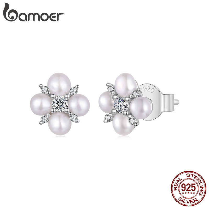 Bamoer Original 925 Brincos De Prata Esterlina Trevo De Quatro Folhas Moissanite