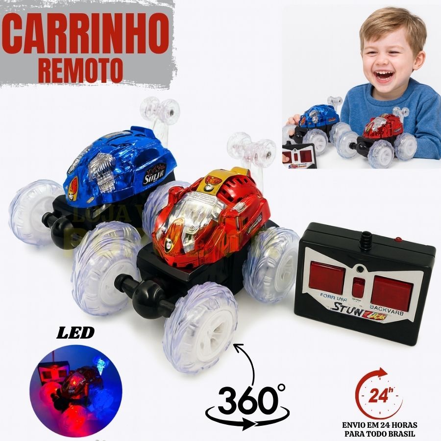 Carro Controle Remoto Maluco Gira 360º C/ Luz Led Brinquedo