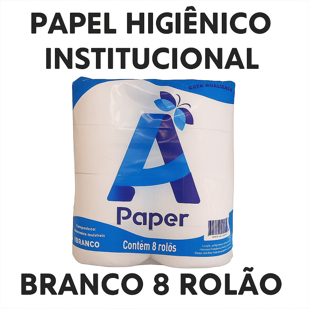 Papel Institucional Higienico de 300 mts pct com 8 rolão Branco Papel Institucional Higienico de 300 mts pct com 8 rolão Branco