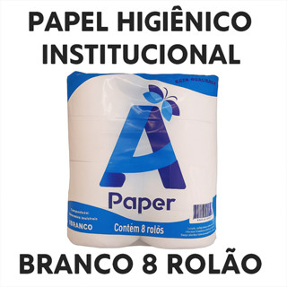 Papel Institucional Higienico de 300 mts pct com 8 rolão Branco em Oferta na Shopee