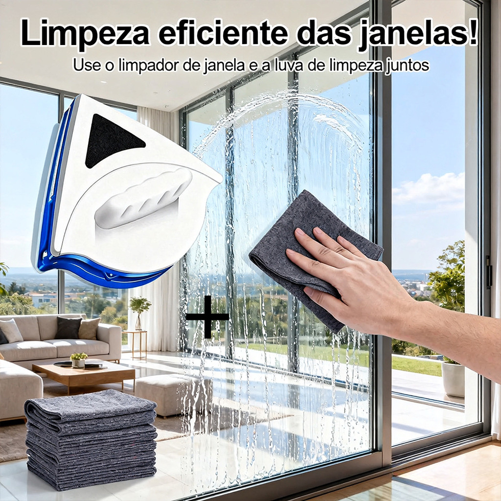 Limpador de Vidro Magnético para Janelas e Aquários | Pano de Limpeza Mágico e Eficaz em Oferta na Shopee