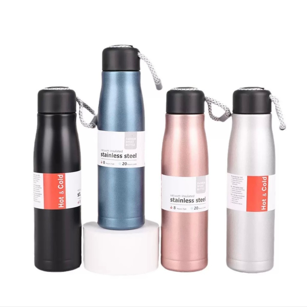 Garrafa Térmica Aço Inox 550ml Garrafa de água de café Copo Térmico com alça em Oferta na Shopee