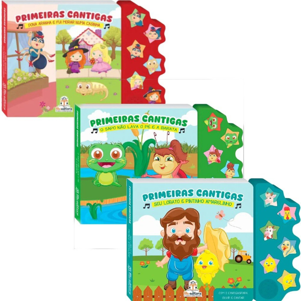 Kit Primeiras Cantigas: Dona Aranha + Sapo Não Lava o Pé + Seu Lobato (3 Vol)