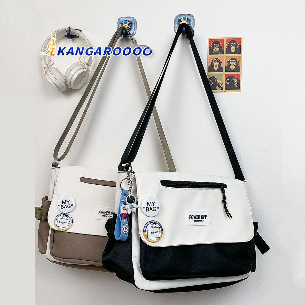 Bolsa carteiro unissex estilo utilitário em nylon impermeável – grande capacidade, tiracolo para estudantes em Oferta na Shopee