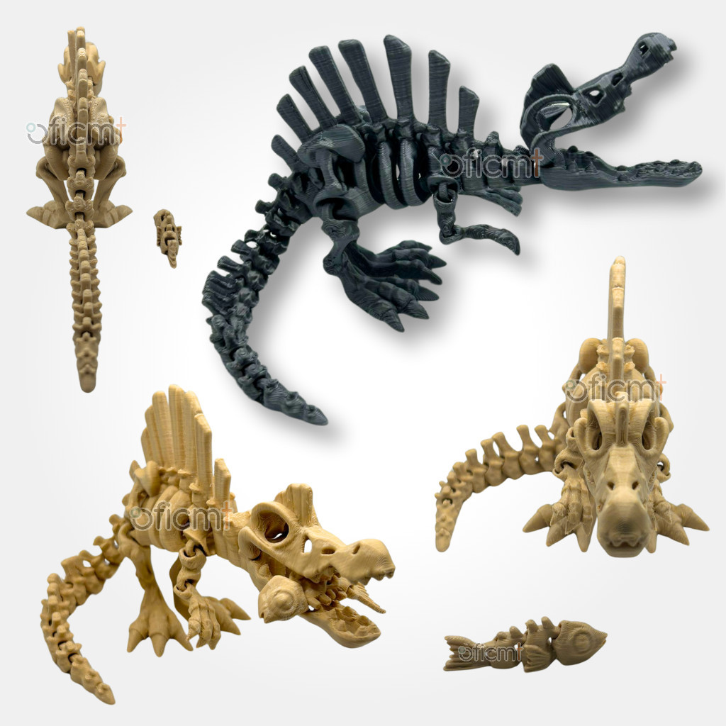 Espinossauro Esqueleto Articulado com Peixe Brinquedo Dinossauro Impressão 3D Articulações Móveis