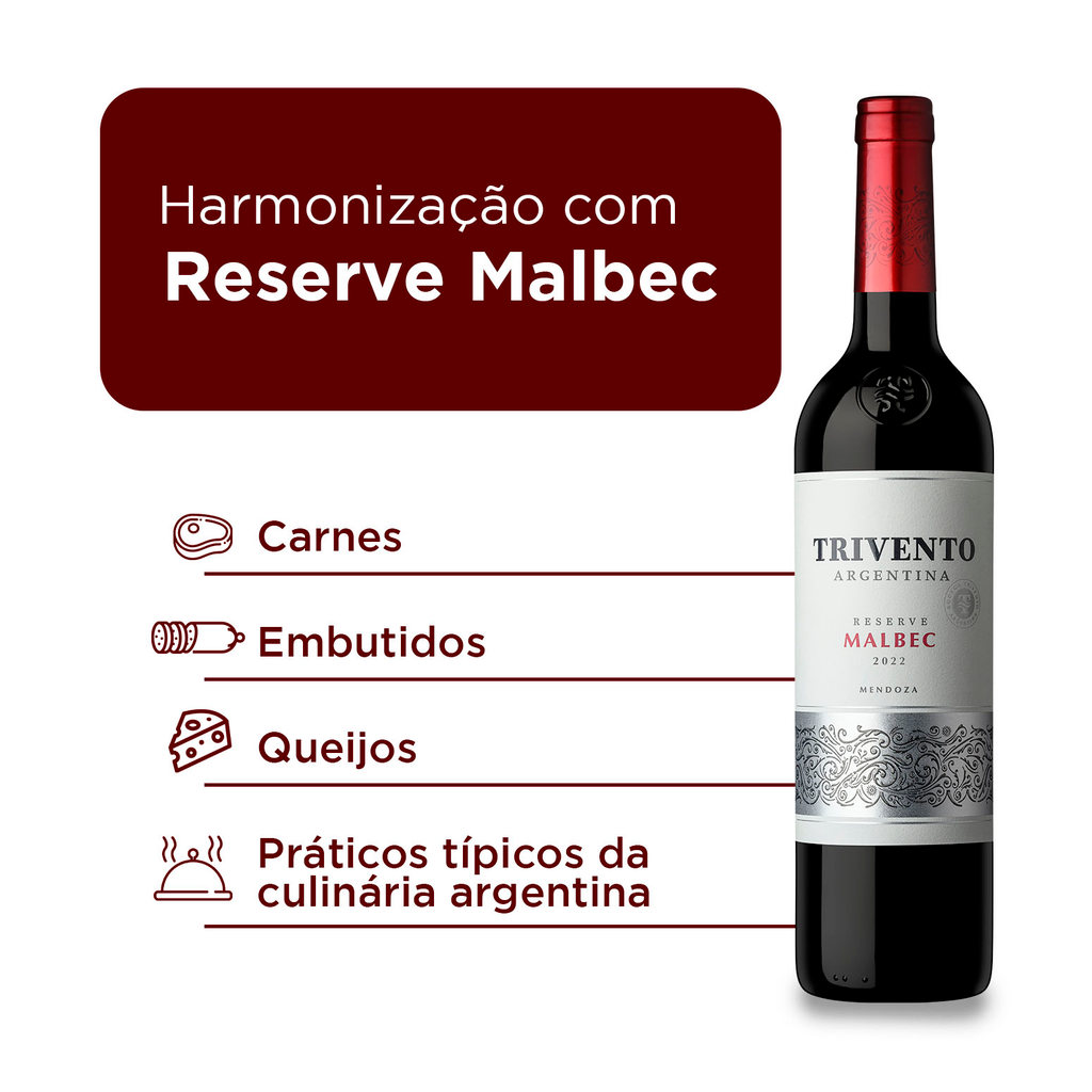 Vinho Tinto Argentino Trivento Reserve Malbec Seco 750 ml — imagem 2 de 2