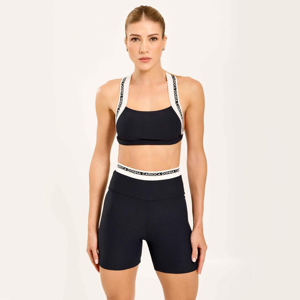 Short Supple Preto Canelado