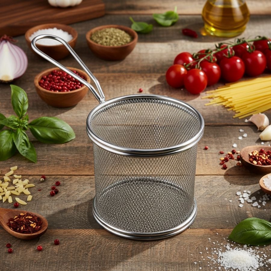 Cesto  De Aço Inox Para Fritura - Redondo - 10cm - 1 unidade - Rizzo