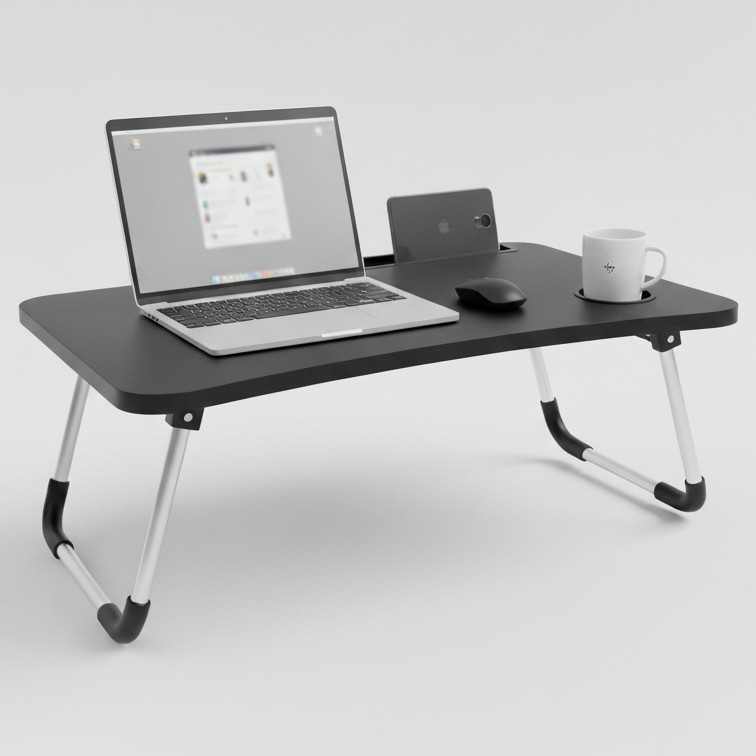 Mesa Notebook Portátil Dobrável para Notebook Preto Ajustável Mdf Suporte Laptop Estudo Porta Tablet