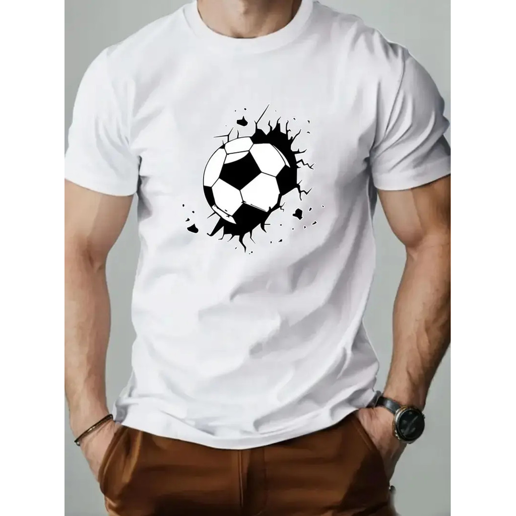 Camiseta Masculina Feminina Oversized Estampa Bola de Futebol Efeito Quebrado T-shirt Streetwear, Camiseta de Futebol