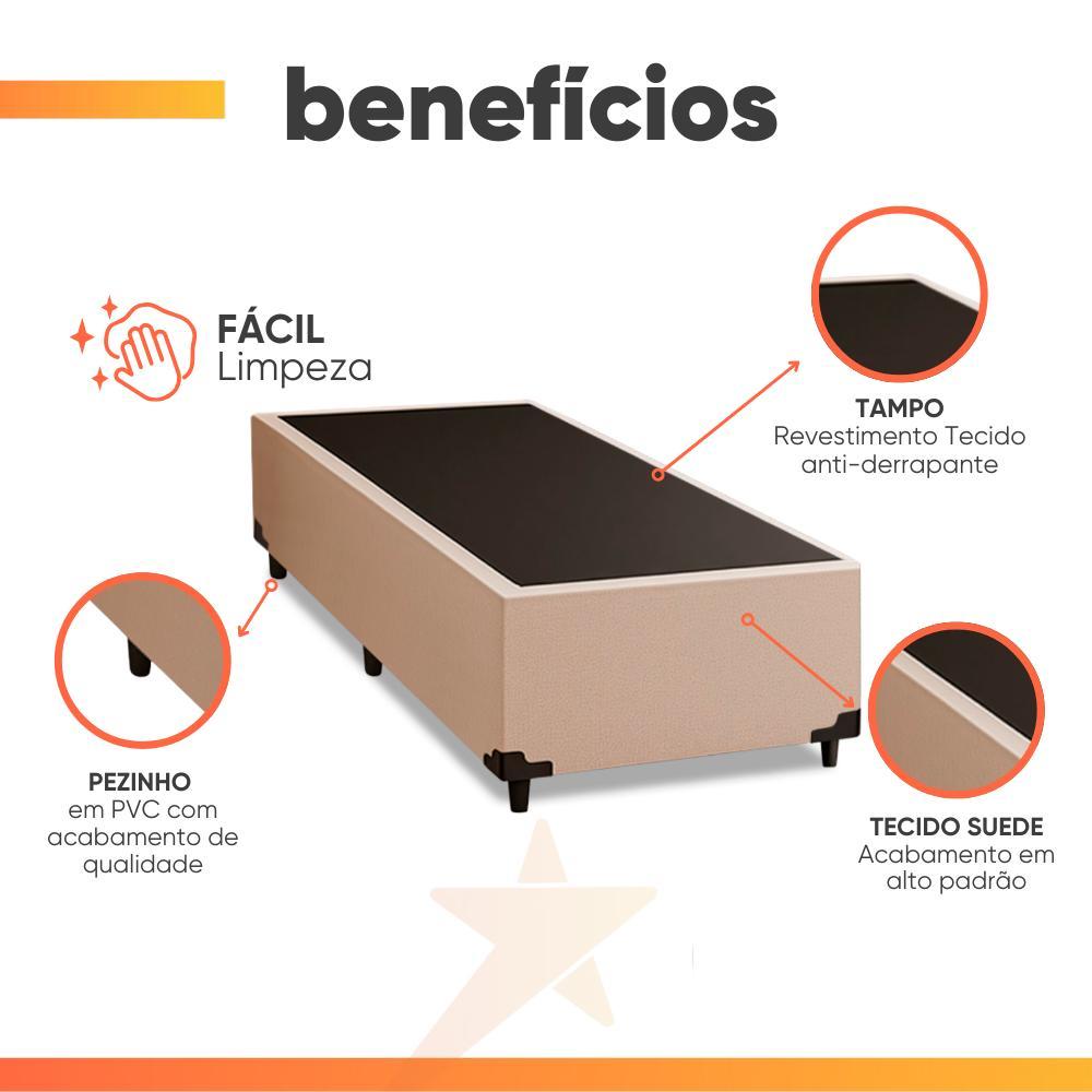 Detalhes do Base Cama Box 79x198x38cm Bege Suede Veludo Prince
