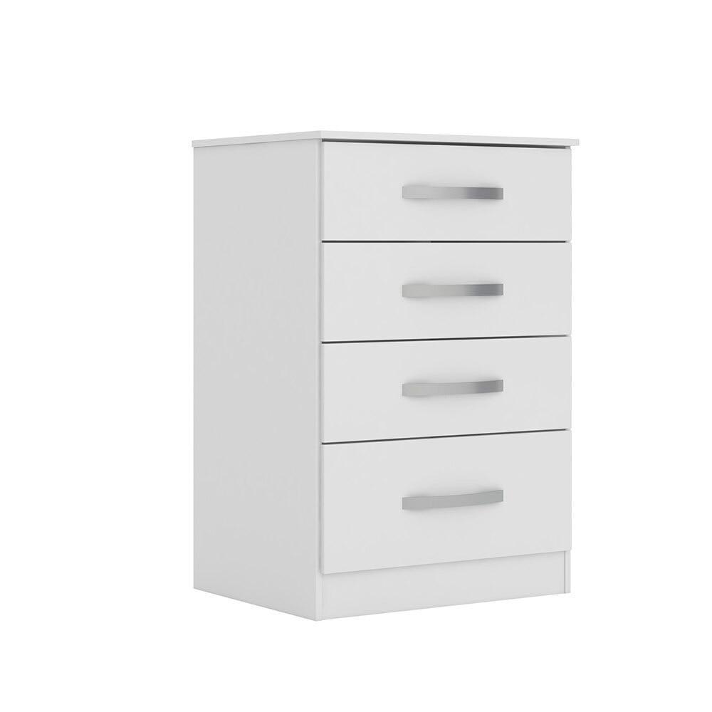 Cômoda Moval Branca 4 Gavetas MS913 MDP Corrediças Metálicas Organização Durável em Oferta na Shopee