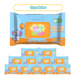 12 Pacotes Toalha Umedecida Tradicional 70 Fls Baby Club