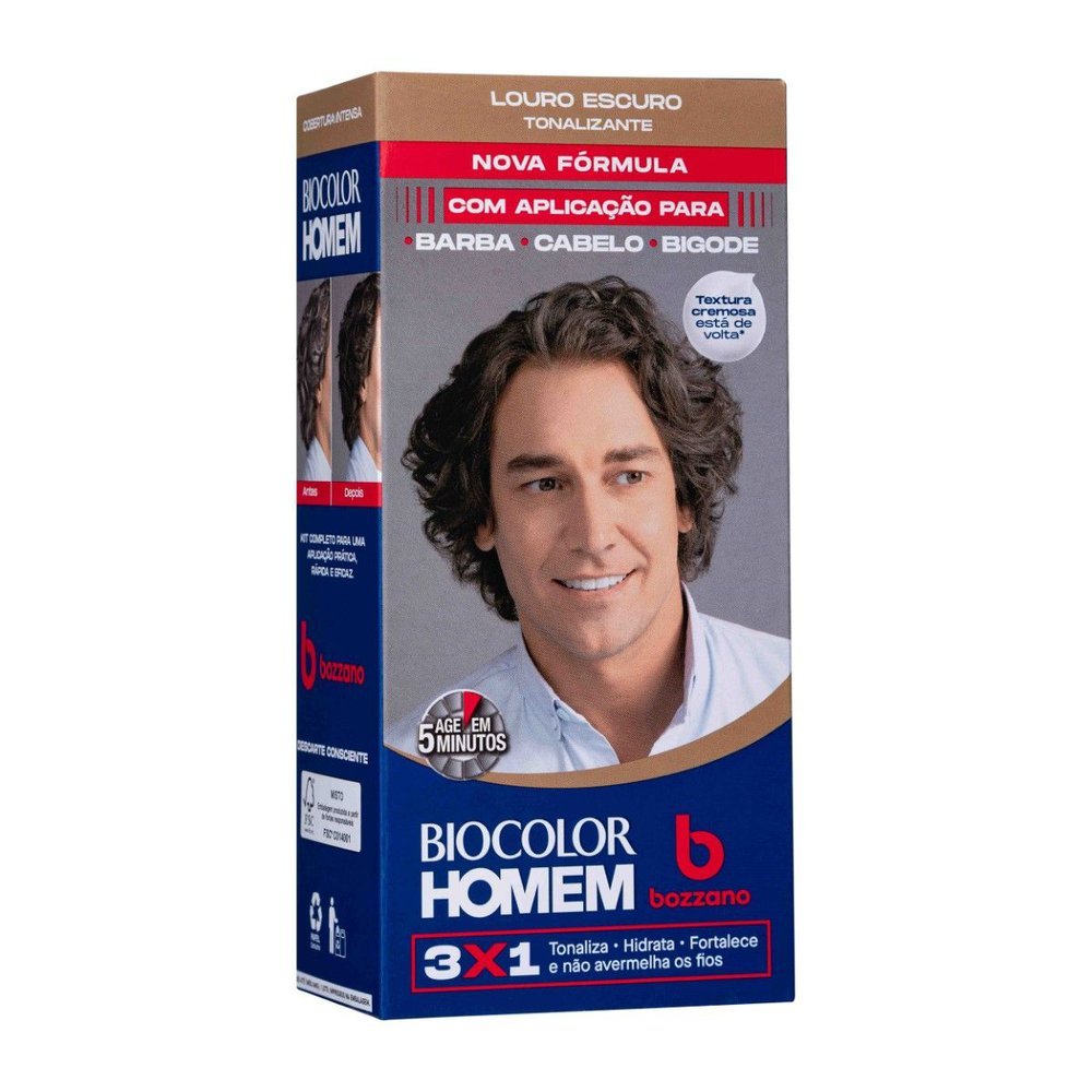 Tonalizante de Cabelo Biocolor Homem Bozzano Cor Louro Escuro
