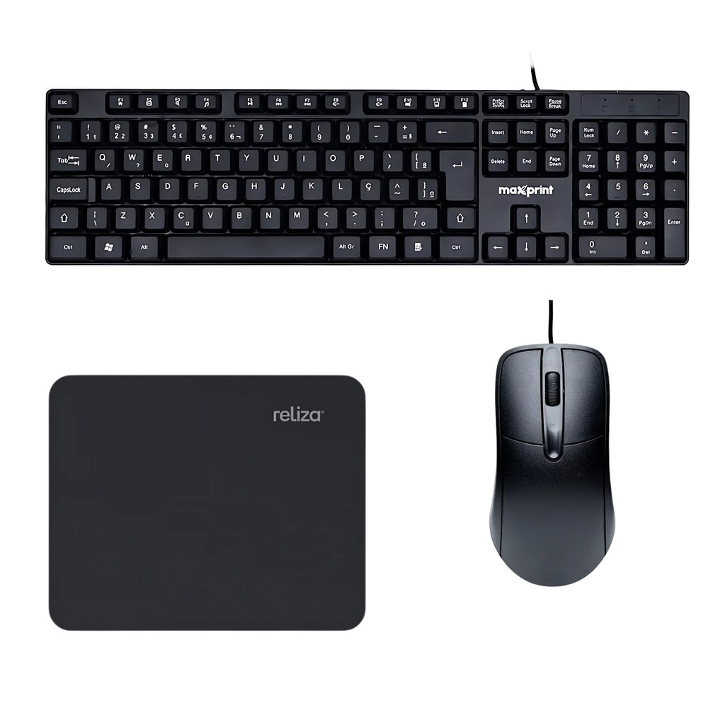 Kit Teclado mouse mousepad office com fio usb pc notebook computador barato garantia