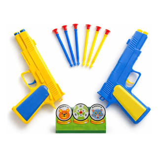 Kit Tiro Ao Alvo Infantil 2 Pistolas + 6 Dardos Ventosa Brinquedo Seguro Educativo