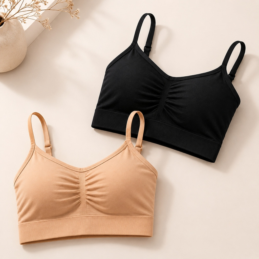 Kit 2 Tops Sutiã Sem Costura Com Alça Ajustável Sensual Macio