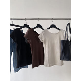 JAYT Verão Francês Minimalista Pequeno Design Gola Traseira U Linhas de Exibição Traseira Linda Cintura Estreita Manga C