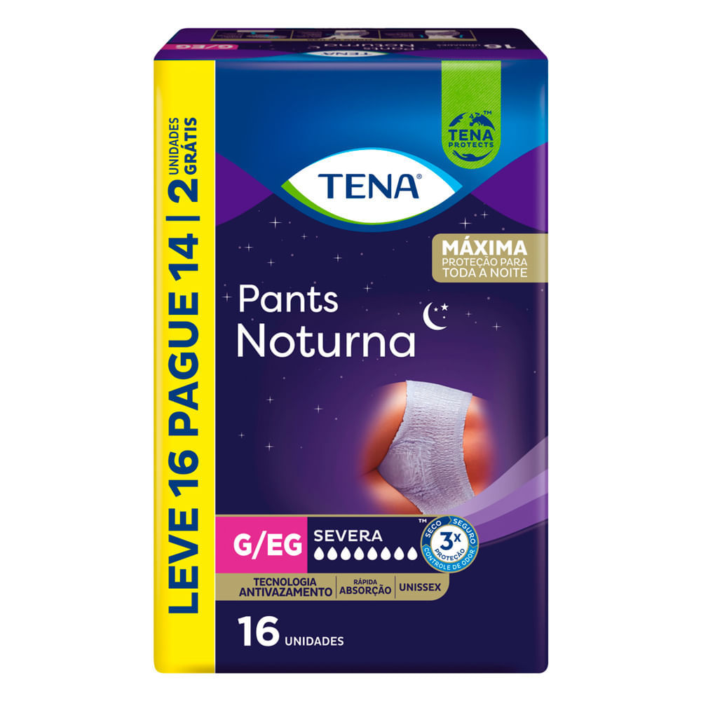 Roupa Íntima Tena Pants Noturna Tamanho G/EG Leve 16 Pague 14 Unidades