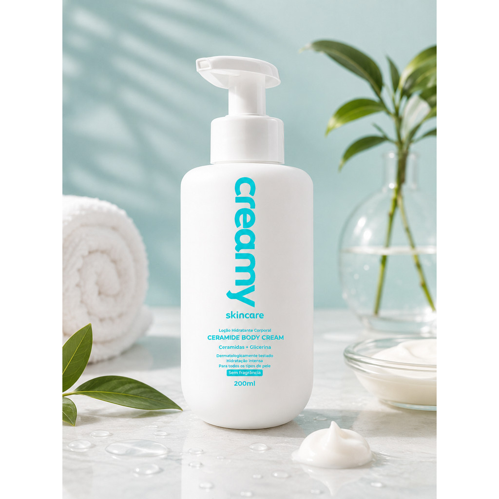 Creamy Skincare Loção Hidratante Fortalecedora Ceramide Body Cream 200ml Hidratação Intensa