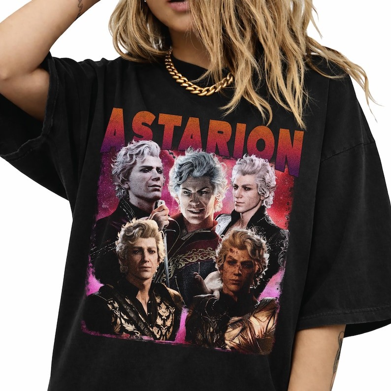 「Mina Hana」Camiseta Unissex Astarion Baldurs Gate 3 Tema Fantasia Estampa Gráfica Fofa Moderna Premium Tendência