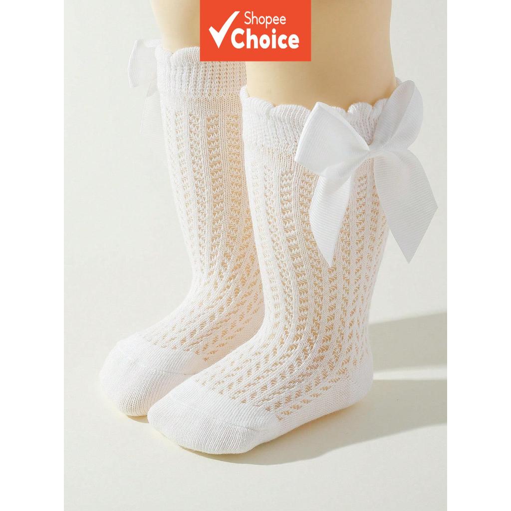 Meias Brancas De Renda De Verão Para Bebês Meninas Respiráveis De Cano Médio 0-1...