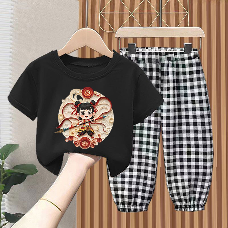 Crianças verão de manga curta fina roupas de verão Anti-Mosquito calças meninos meninas ternos de algodão puro camisetas
