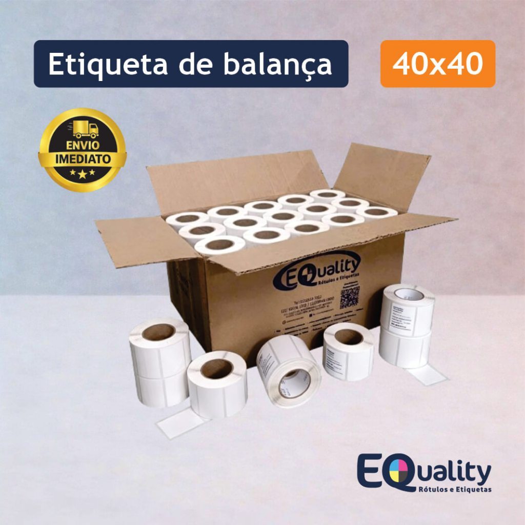 Etiqueta Térmica Adesiva 40x40 12 Rolos 21 Metros p/ Balança e Impressora