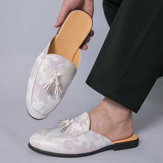 Borla Baotou meia chinelos homens verão sem salto preguiçoso chinelos de couro interior sapatos 48 sandálias casuais chi