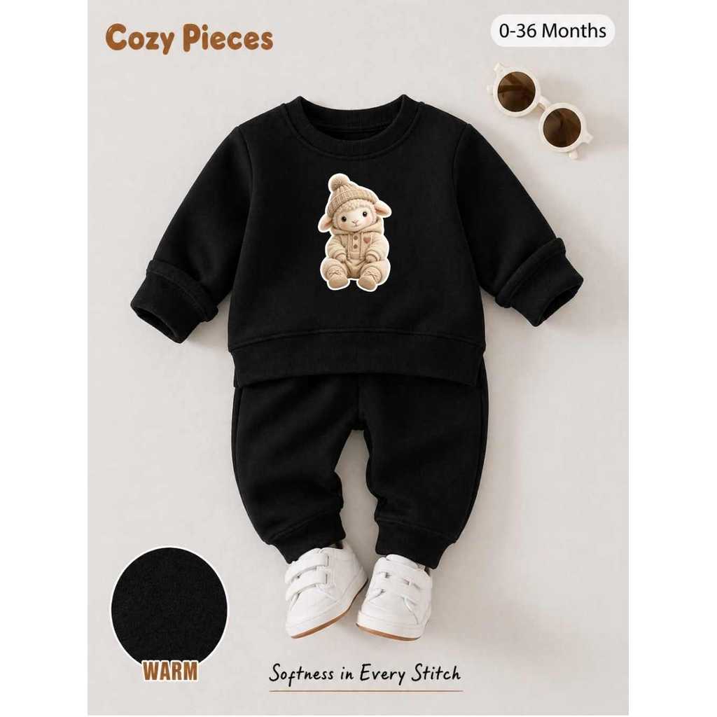 Conjunto Moletom Infantil Felpado Ovelhinha Bebê 50% Algodão Inverno Menino Menina G ao 4