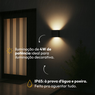 Kit 1 ou 3  Arandela Led Aura 4w 3000k Branco Quente 110v/220v Ip65 a prova d'água Preto ou Café Alut By Avant