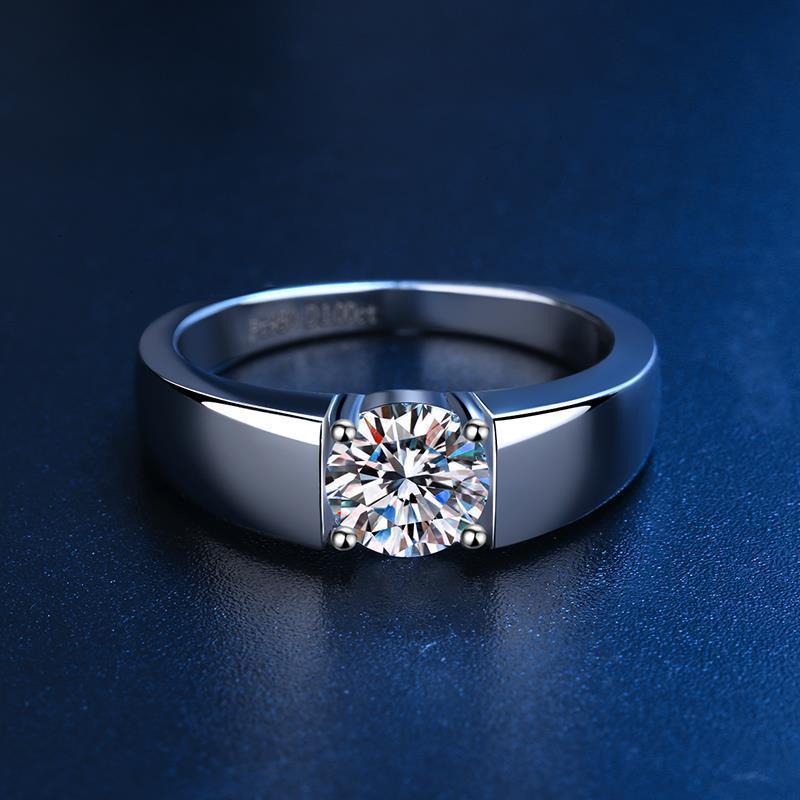 Anéis de diamante para casal, anel masculino clássico e liso personalizado, anel único moderno, versátil e ousado, anel 